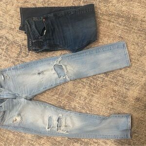 American Eagle Outfitters Light and Dark Blue Skinny Jeans